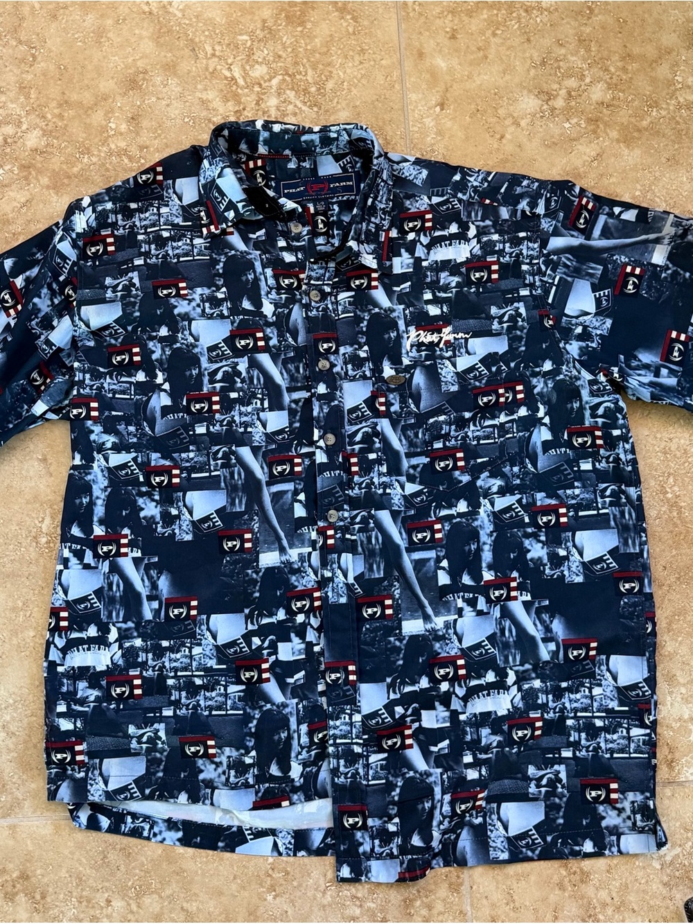 vintage Phat Farm Kimora Lee all-over print short-sleeve button-up shirt L